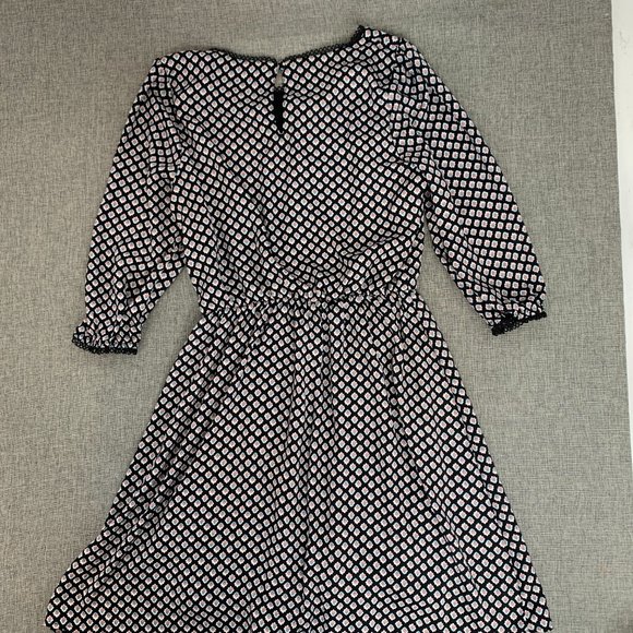 Altar'd State Floral Dress Elastic Cinched Waist Small Mid Sleeve Crochet Detail - Picture 11 of 15